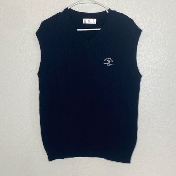 SANTA BARBARA Polo and Racquet Club Men’s Black Cable Knit Vest Size M - Picture 1 of 5